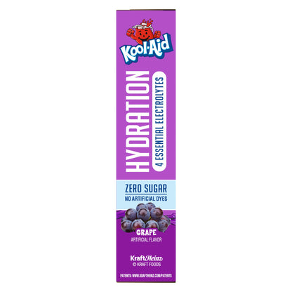 Kool-Aid Hydration Electrolyte Powder Drink Mix, 6 On-the-Go-Packets, for Easy and Flavorful Hydration, Grape Artificial Flavor, Zero Sugar, No Artificial Dyes, Low Calorie, 1.32 oz Box