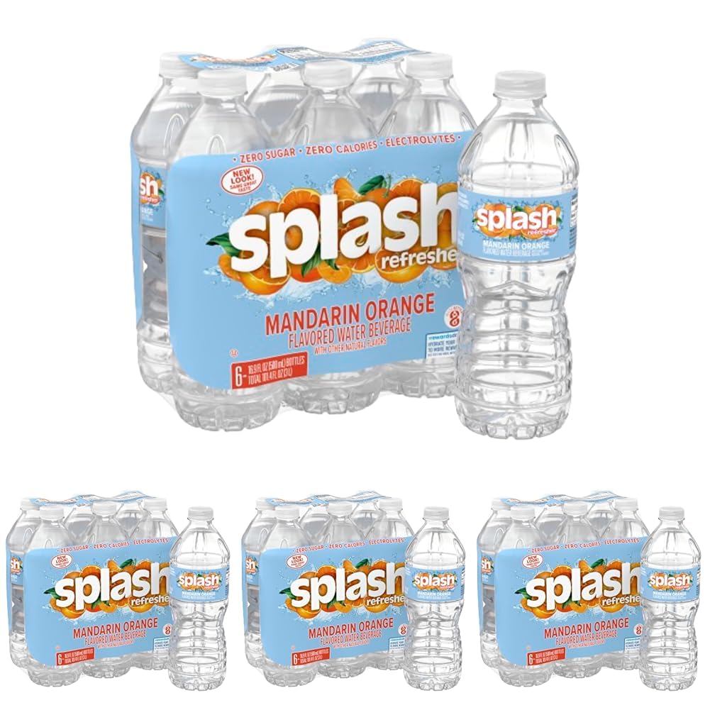 Splash Refresher Mandarin Orange Flavored Water, 16.9 Fl Oz, Plastic Bottle, Pack of 24