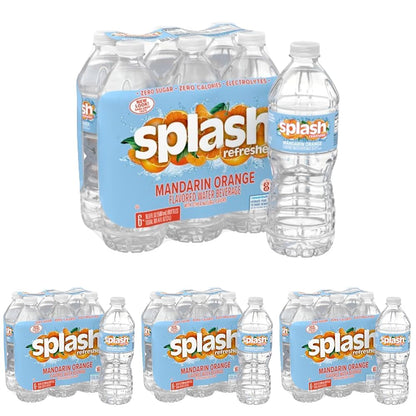 Splash Refresher Mandarin Orange Flavored Water, 16.9 Fl Oz, Plastic Bottle, Pack of 24