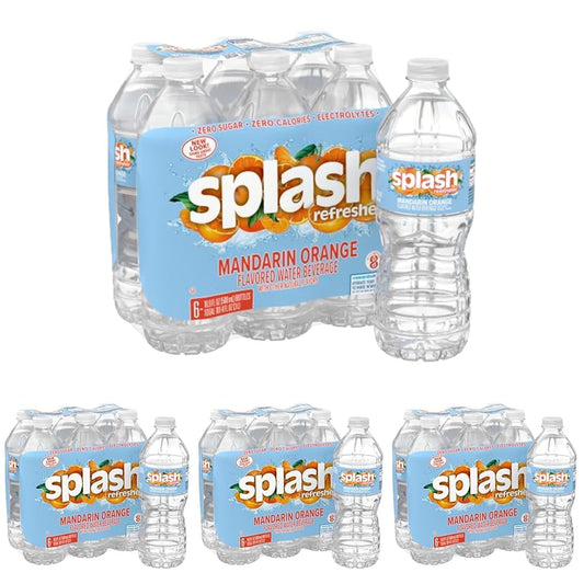 Splash Refresher Mandarin Orange Flavored Water, 16.9 Fl Oz, Plastic Bottle, Pack of 24