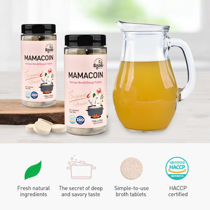 TOJONGHERB mama coin soup base tablet/Korean seafood broth tablet/ 4.03oz / 0.14oz X 30Tablets/ Seafood vegetable stock/anchovies