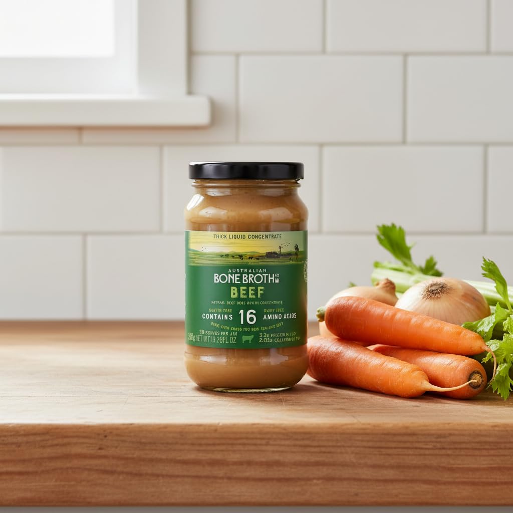 ABBCo Beef Bone Broth Concentrate, Made with New Zealand Beef, Halal, Savoury Cooking Stock Base for Soups, Gravies & Sauces, Just Add Hot Water.