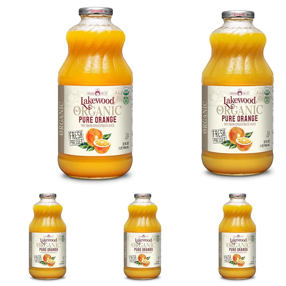 Lakewood Organic Pure Orange Juice, 32 FZ (Pack of 5)