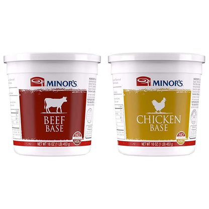 Minor's Beef and Chicken Bases and Stocks, Great for Soups and Sauces, 0 Grams Trans Fat, No Added MSG, 16 oz