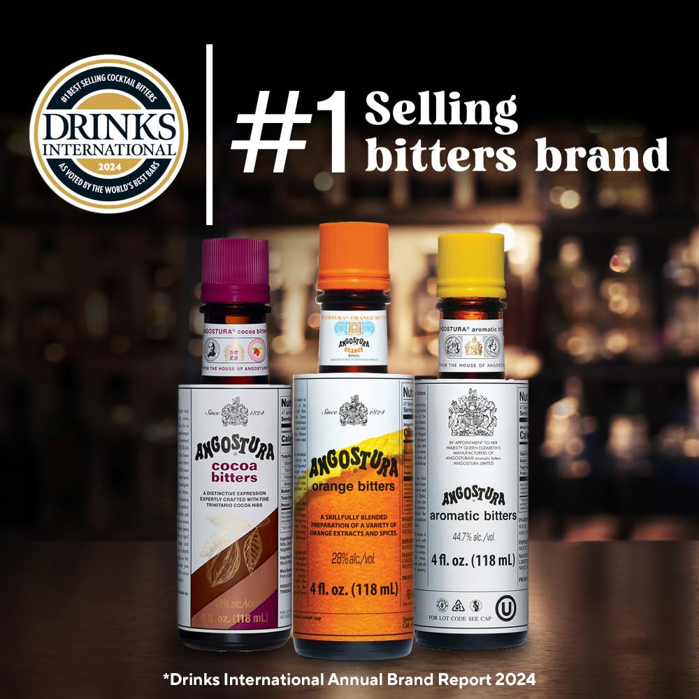 ANGOSTURA Orange Bitters, Cocktail Bitters for Professional and Home Mixologists, Kosher Certified, No Sodium, 4 FL oz