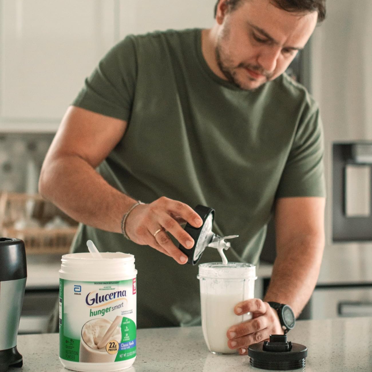 Glucerna Hunger Smart Diabetes Care Powder,Classic Vanilla,Diabetic Snack Replacement to Support Blood Sugar Management,22g Protein,130 Calories,22.3 Oz,(Pack of 4)