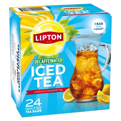 Lipton Decaf Black Iced Tea Bags, Family Size Zero Calories, 24 Total Tea Bags