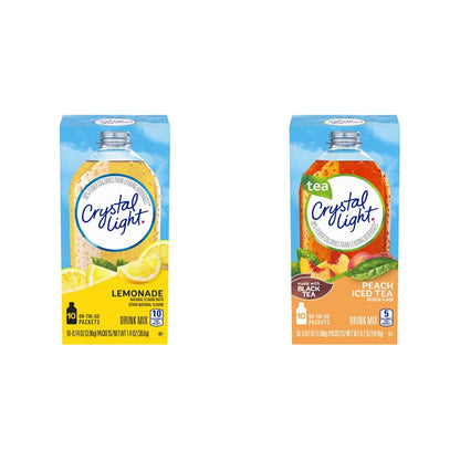 Crystal Light Sugar-Free Lemonade and Peach Iced Tea On-The-Go Powdered Drink Mixes