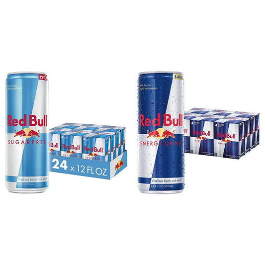 Red Bull Sugar Free and Original Energy Drink Bundle, 12 and 8.4 Fl Oz Cans