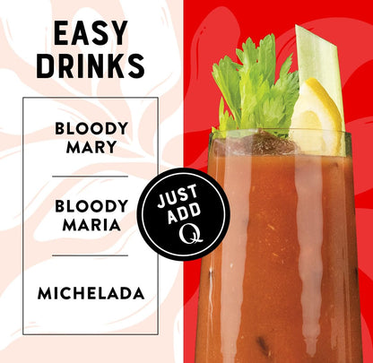 Q BLOODY MARY MIX, Real Vine-Ripened Tomatoes with 7 Herbs & Spices - Ideal for Cocktails & Mocktails - Made with Real Ingredients & Less Sweet - 30 Calories per Serving - 7.5 Fl oz Cans (Pack of 24)