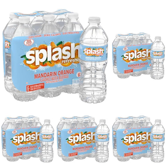 Splash Refresher Mandarin Orange Flavored Water, 16.9 Fl Oz, Plastic Bottle, Pack of 30