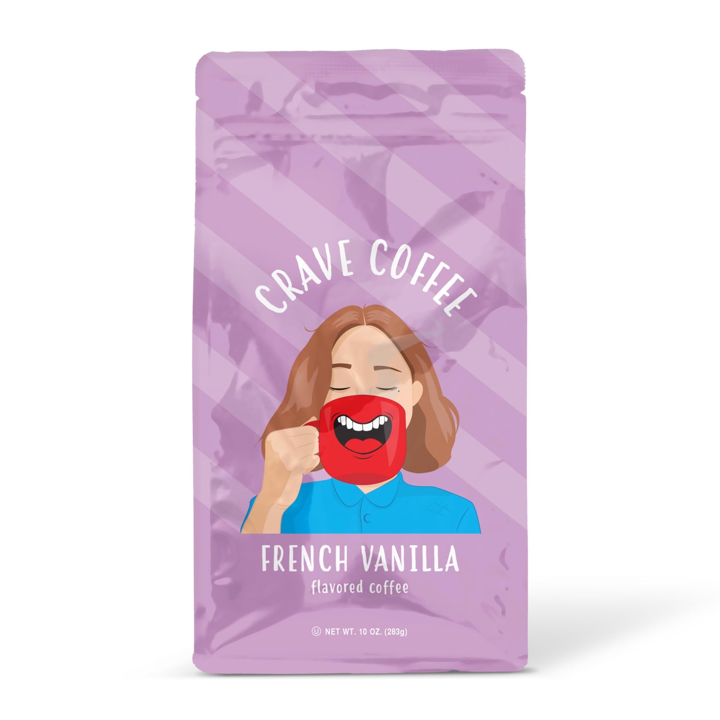Crave Beverages Flavored Ground Coffee Bag, French Vanilla – Flavorful and Fun Brew, Made with 100% Arabica Beans - Flavor Enhanced, 10 Oz