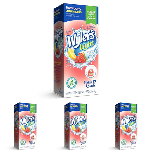 Wyler's Light Pitcher Packs, Water Drink Mix, Strawberry Lemonade,6 Pitcher Packets (Pack of 4)