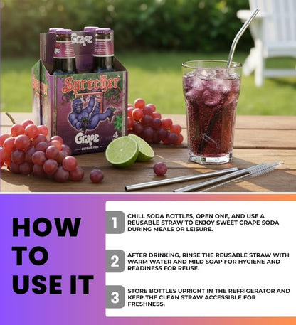 Grape Soda 64floz Bundle with Straws — Refreshing Fruity Beverage for Parties, Picnics, and Everyday Enjoyment — Gift Set (2 Items)