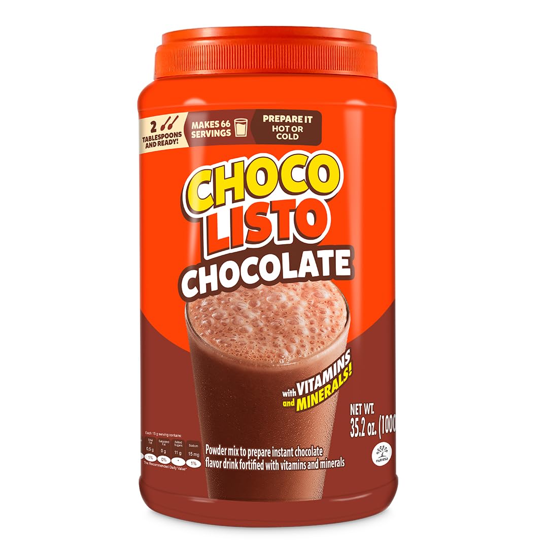 Chocolisto Instant Chocolate Drink, Nutritious Beverage with Vitamins and Minerals, 35.2 oz, Pack of 1.