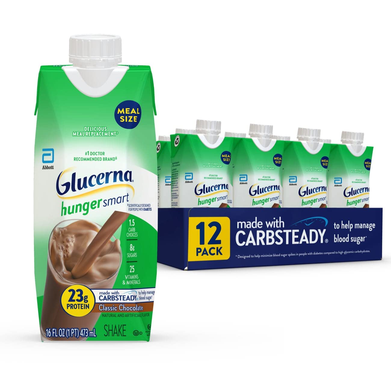 Glucerna Hunger Smart Meal Size Shake, Diabetic Meal Replacement & Protein Smart Nutritional Shake, Diabetic Protein Drink