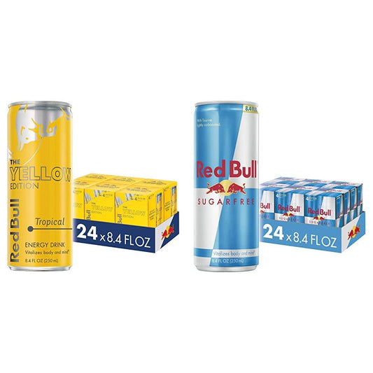 Red Bull Yellow Edition Tropical and Sugar Free Energy Drinks, 8.4 Fl Oz, 24 Cans (6 Packs of 4)
