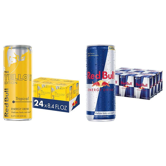 Red Bull Tropical & Original Energy Drink Bundle, 8.4 Fl Oz, 48 Cans (12 Packs of 4)