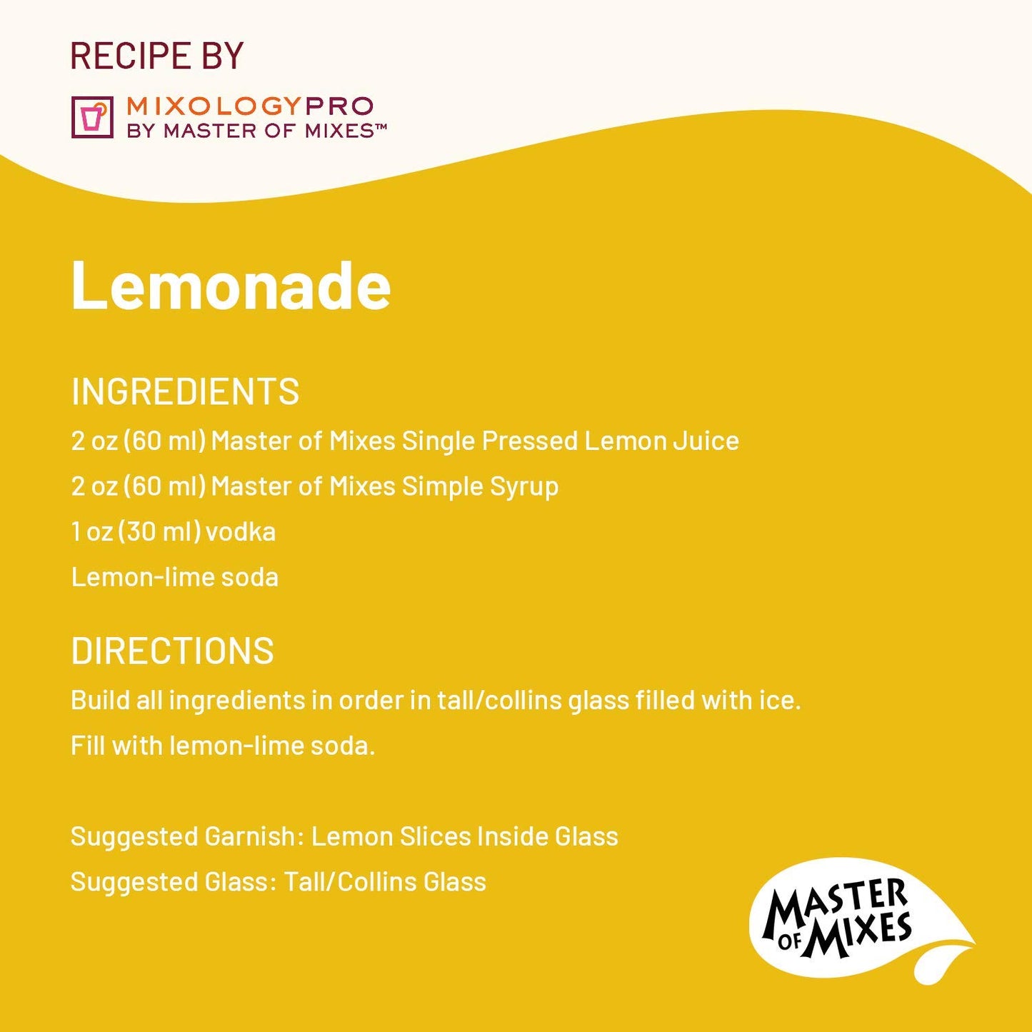 Master of Mixes Cocktail Essentials Single Pressed Lemon Juice, 375 ML Bottle (12.7 Fl Oz)