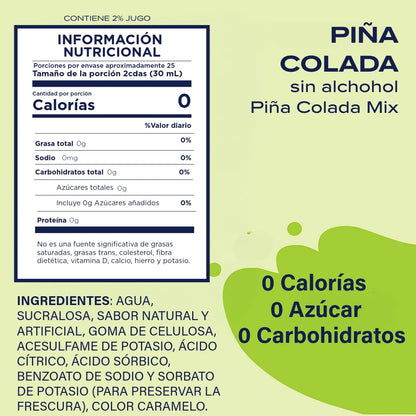 Jordan's Skinny Mixes Pina Colada Mix, Flavored Cocktail Mixer for Drinks, Tropical Drink Flavoring for Cocktails & Mocktails, Low Calorie, Gluten Free, Keto Friendly, 32 Fl Oz, 1 Pack
