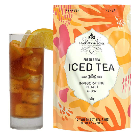 Harney & Sons Organic Peach Fresh Brew Iced Tea | 15ct, Brews up to 30 quarts of Iced Tea, Refreshing