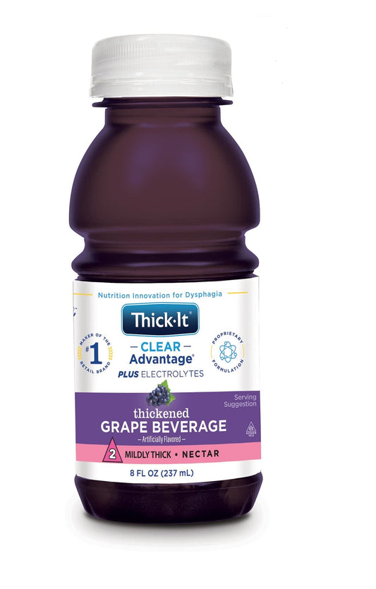 Thick-It Clear Advantage Mildy Thick Grape Drink Plus Electrolytes, Nectar Consistency, Swallowing Aid, Hydration on the Go, Convenient & Ready-to-Use, No Mixing Needed, 8 oz Bottle (24 Pack)