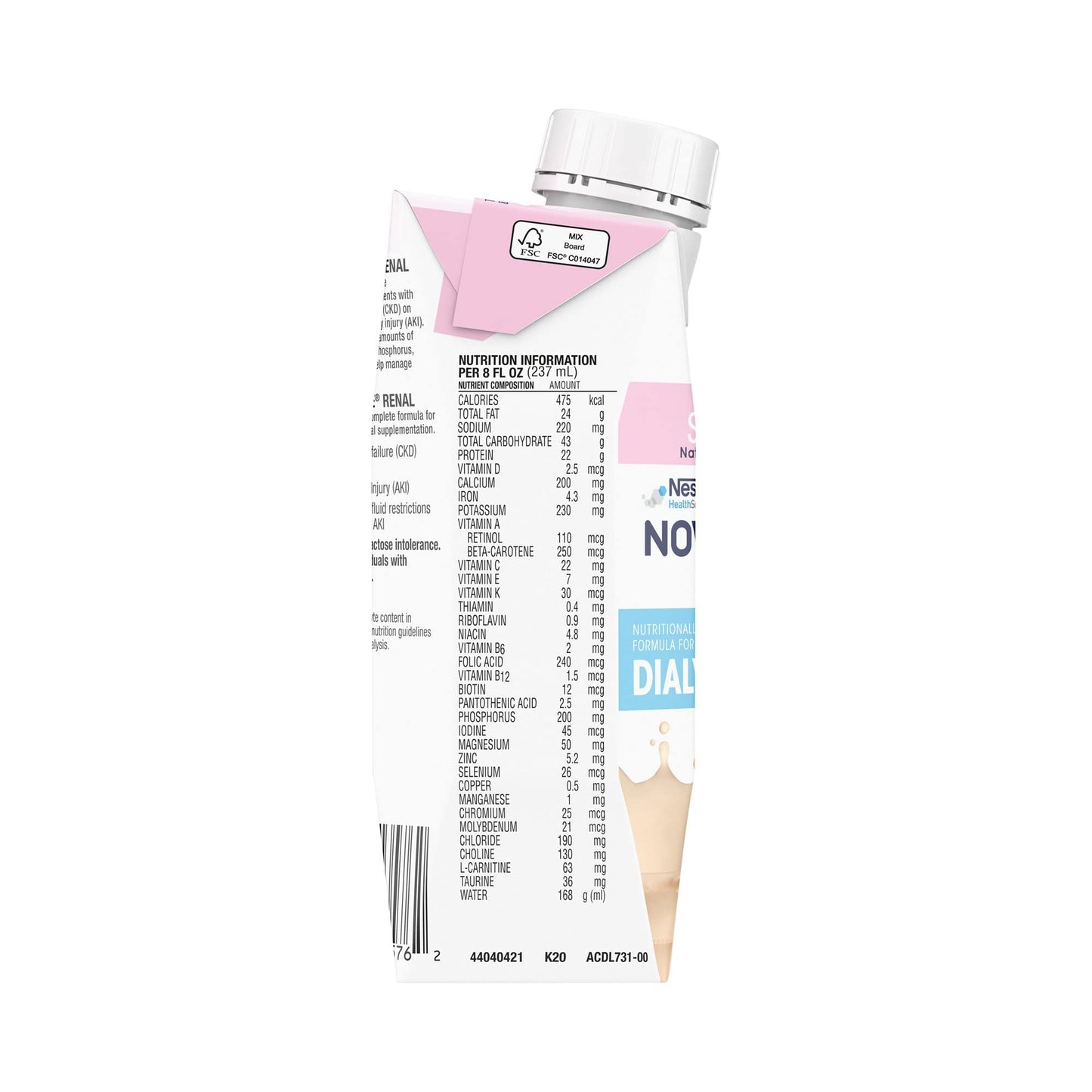 Nestle Novasource Renal Nutritionally Complete Formula Strawberry 8 oz Carton 24 Ct