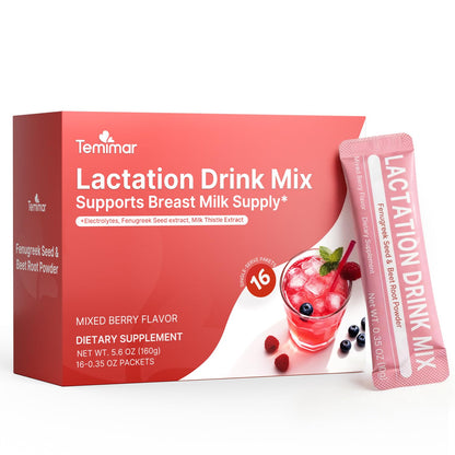 Lactation Drink Mix, Mixed Berry Flavor, 16 Count
