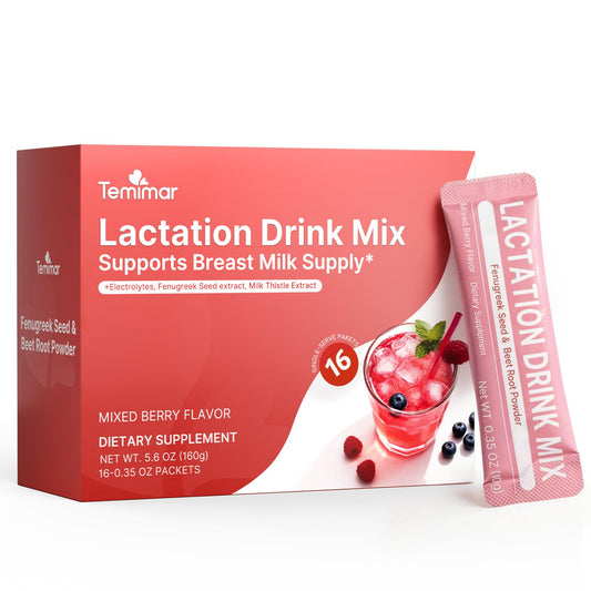 Lactation Drink Mix, Mixed Berry Flavor, 16 Count