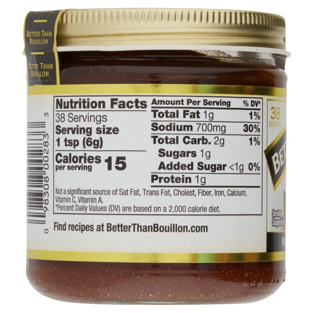 Better Than Bouillon Organic Roasted Beef Base, Made with Seasoned Roasted Beef, USDA Organic, Blendable Base for Added Flavor, 38 Servings Per Jar, 8 OZ (Single)