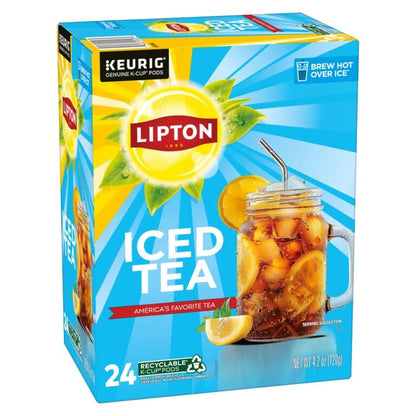 Lipton Iced Tea K-Cups, Unsweetened Black Iced Tea, 24 K-Cup Pods (Pack of 2)