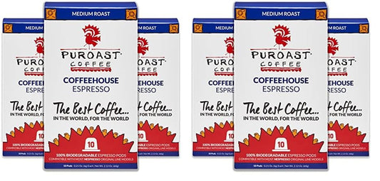 Puroast Coffeehouse Espresso Roast; 30 Count,100% Biodegradable Espresso Capsule, High Antioxidant, Smooth, Compatible with Nespresso Original Line Machines* (Pack of 2)