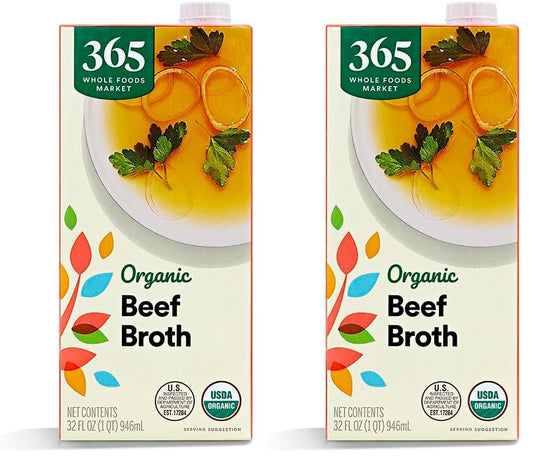 365 by Whole Foods Market, Organic Beef Broth, 32 Fl Oz (Pack of 2)