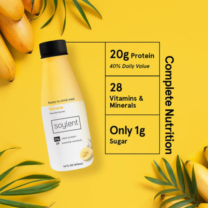 Soylent Meal Replacement Shake Banana Split Bundle - Creamy Chocolate, Banana and Strawberry, 14oz - 36 bottles