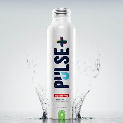 Pulse+ Electrolyte Water - Naturally Filtered Spring Water in 16.9-Ounce Aluminum Bottles, Recyclable and BPA-Free - Case of 12