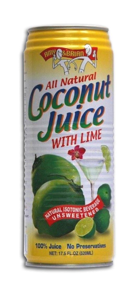 AMY & BRIAN Coconut Juice With Lime, 17.5 FZ