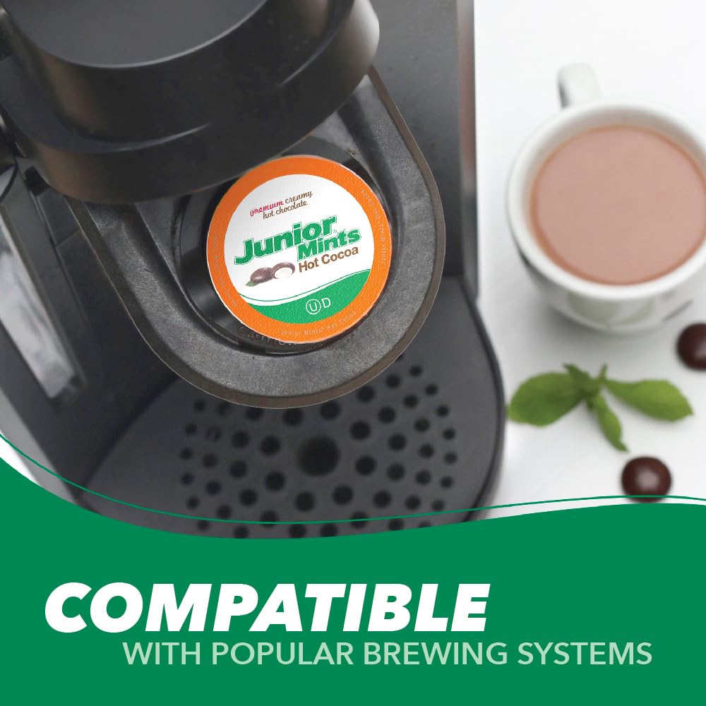 Junior Mints Hot Cocoa Pods, Chocolate Mint Flavor, Compatible with Keurig K-Cup Brewers, 12 Count - Refreshing Mint and Chocolate Delight