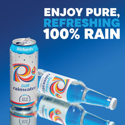 Richard's Rainwater Still Canned Water, 100% Rain, Naturally Purified Drinking Water (16 fl oz Aluminum Cans, Pack of 12)