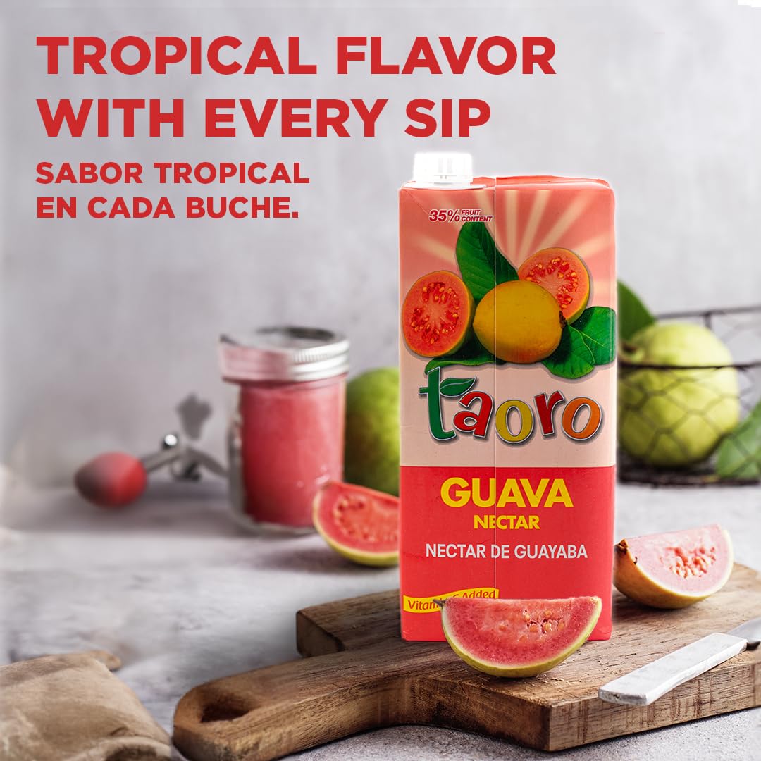 Taoro Guava Nectar - Rich and Fruity Tropical Flavor - 33.8 oz (Pack of 5)