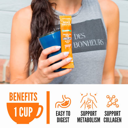 LonoLife Low Sodium Beef Bone Broth Powder Mix | Grass-Fed, 10g Protein | Collagen-Rich, Keto & Paleo Friendly | Natural Ingredients | 10 Portable Stick Pack Servings