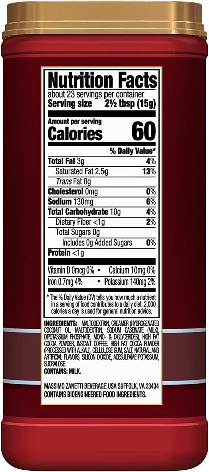 Hills Bros. Instant Sugar-Free Double Mocha Cappuccino Mix - Easy to Use, Enjoy Coffeehouse Flavor From Home - Frothy, Decadent Cappuccino With 0% Sugar and 10g of Carbs (Pack of 6)