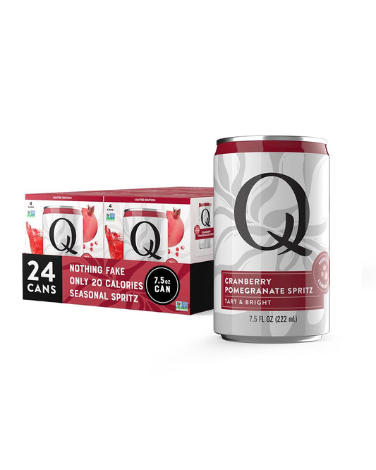 Q Mixers Cranberry-Pomegranate Spritz, Ideal for Cocktails & Mocktails - Made with Real Ingredients, Perfectly Carbonated & Less Sweet - 20 Calories per Can - 7.5oz Fl oz Cans (Pack of 24)