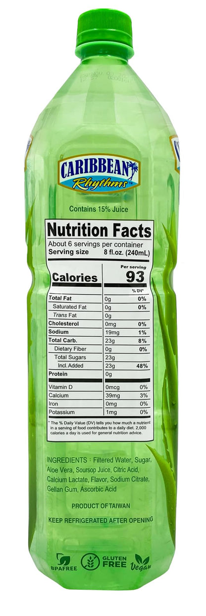 Caribbean Rhythms Aloe Vera Drink with Aloe Pulp, Soursop, 1.5L