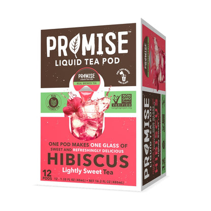 Promise Tea by Java House - Cold-Brewed Tea Concentrate Pods - Ethically Sourced - Hibiscus Lightly Sweet Tea - Pack of 12