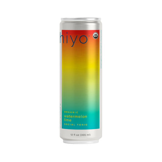 Hiyo Organic Social Tonic - Watermelon Lime, 12 FZ - N.A. Functional Seltzer, Sparkling Water Crafted with Organic Adaptogens, Nootropics & Botanicals