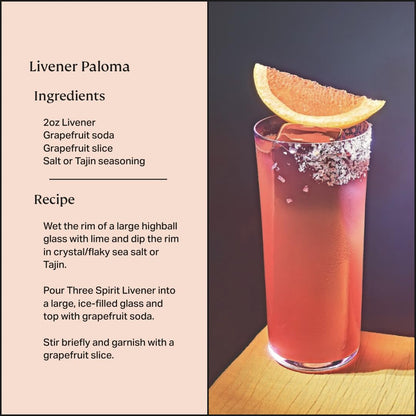 Three Spirit Non-Alcoholic Alternative Spirit- The Livener, 50cl | Energizing with Natural Caffeine, ADAPTOGENS & Watermelon & Ginger | Multi-Award Winning Active botanical, Gluten Free & Vegan Drinks