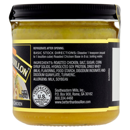Better Than Bouillon Premium Roasted Chicken Base, Made with Seasoned Roasted Chicken, 38 Servings, Blendable Base for Added Flavor 8.00 Ounce (Pack of 2)