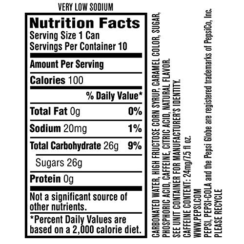 Pepsi Soda, Mini Cans | 7.5 Ounce | 20 Count