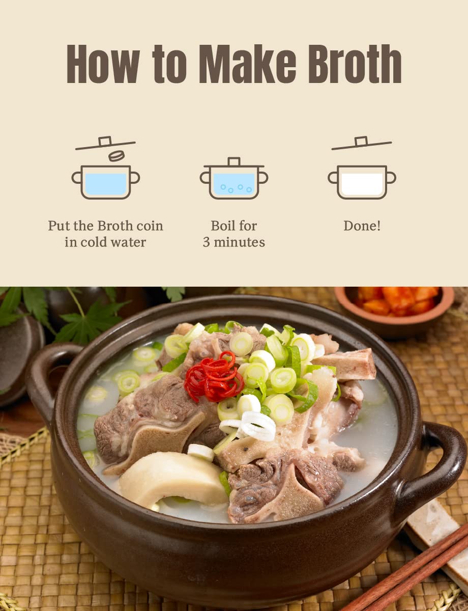 Good Taste Korean Traditional Sagol Broth Coin 4g x 20 tablets/Basic Base Soup Stock 한국산 사골 코인 육수