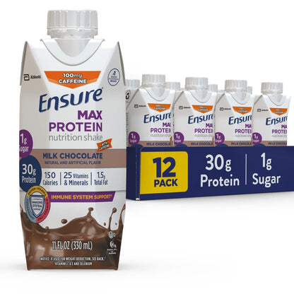 Ensure Max High Protein Nutrition Shake Milk with 30g of Protein 1g of Sugar & Max Protein Nutrition Shake, with 30g of Protein